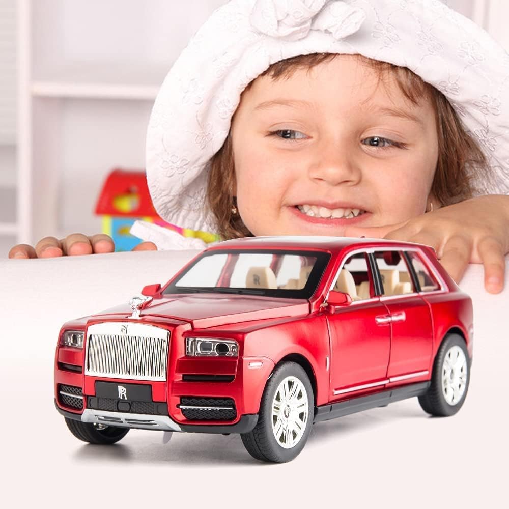 BIG SIZE ROLLS ROYCE CULLINAN 1:24 DIECAST METAL PULLBACK TOY CAR WITH OPENABLE DOORS & LIGHT, MUSIC BOYS CAR FOR KIDS BEST TOYS GIFTS TOYS FOR KIDS [SIZE:-20CM*8.5CM*7CM]【 MULTICOLOR 】