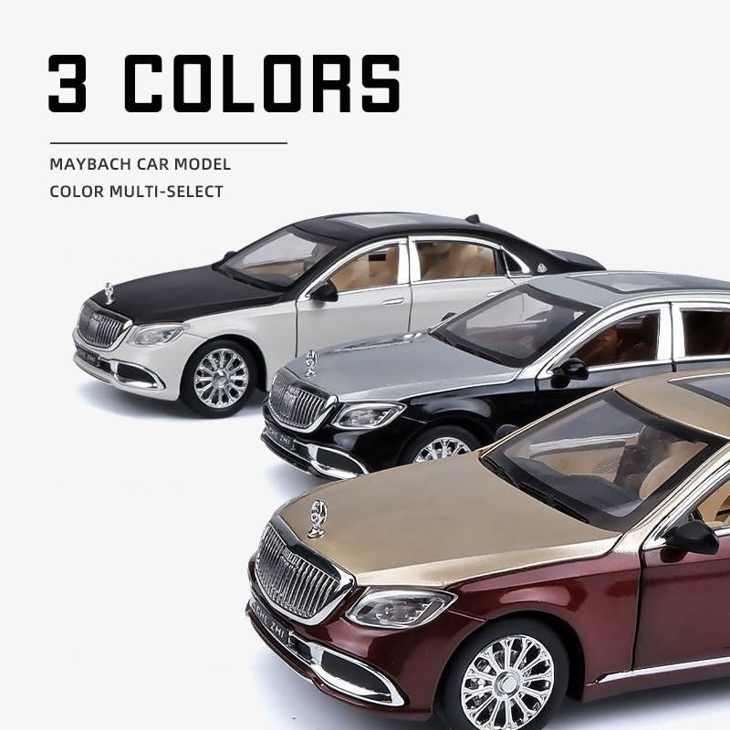 MERCEDES BENZ MAYBACH S600 1:24 DIECAST METAL PULLBACK TOY CAR WITH OPENABLE DOORS & LIGHT, MUSIC BOYS CAR FOR KIDS BEST TOYS GIFTS TOYS FOR KIDS [SIZE:-20.5CM*8CM*5.8CM]【 MULTICOLOR 】