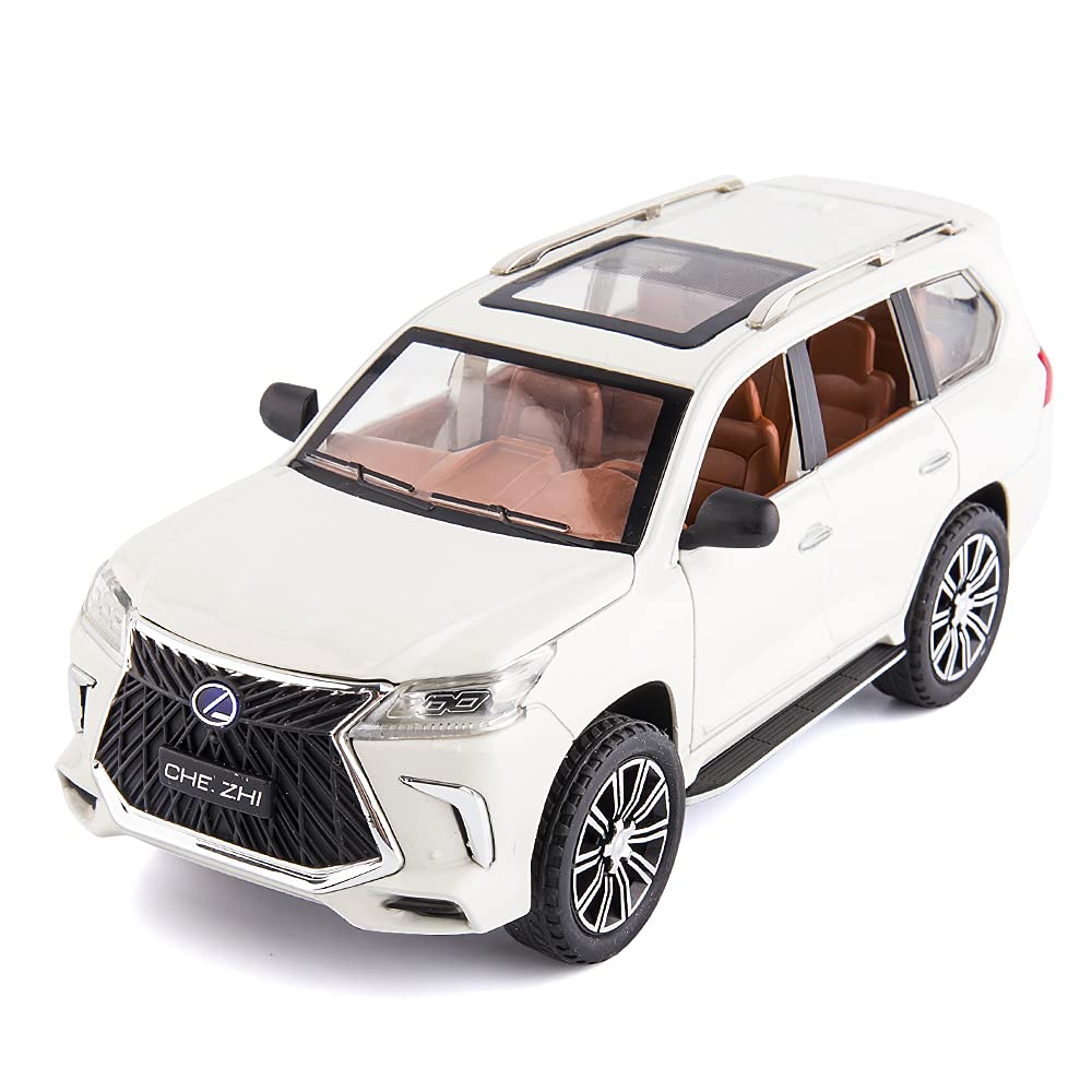 BIG SIZE LEXUS LX570 1:24 DIECAST METAL PULLBACK TOY CAR WITH OPENABLE DOORS & LIGHT, MUSIC BOYS CAR FOR KIDS BEST TOYS GIFTS TOYS FOR KIDS [SIZE:-21CM*9.5CM*8.4CM]【 MULTICOLOR 】