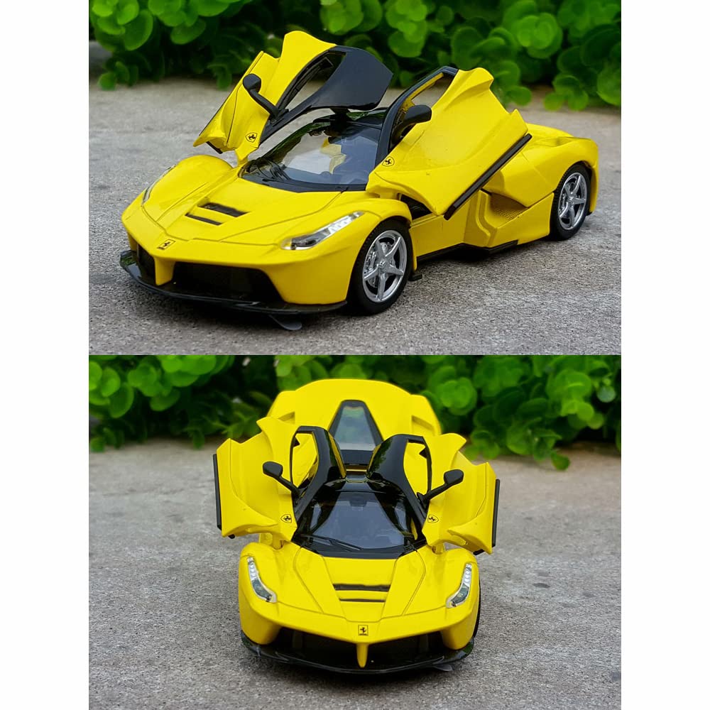 FERRARI LAFERRARI 1:32 DIECAST METAL PULLBACK TOY CAR WITH OPENABLE DOORS & LIGHT, MUSIC BOYS CAR FOR KIDS BEST TOYS GIFTS TOYS FOR KIDS [SIZE:-15.2CM*6CM*3.5CM]【 MULTICOLOR 】