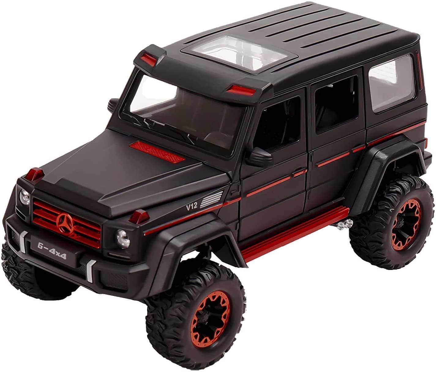 BIG SIZE MERCEDES AMG G500 4X4 1:24 DIECAST METAL PULLBACK TOY CAR WITH OPENABLE DOORS & LIGHT, MUSIC BOYS CAR FOR KIDS BEST TOYS GIFTS TOYS FOR KIDS [SIZE:-21CM*11CM*10.5CM]【 MULTICOLOR 】