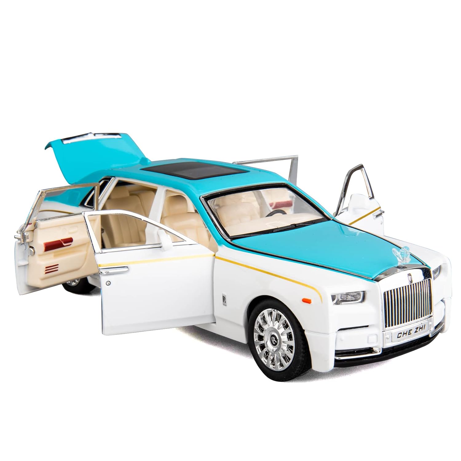 ROLLS ROYCE PHANTOM BIG SIZE 1:24 DIECAST SCALE MODEL METAL PULL BACK WITH OPENABLE DOORS & LIGHT, MUSIC TOY VEHICLE FOR KIDS [SIZE:-21 CM*9CM*8.5CM]【 MULTICOLOR 】