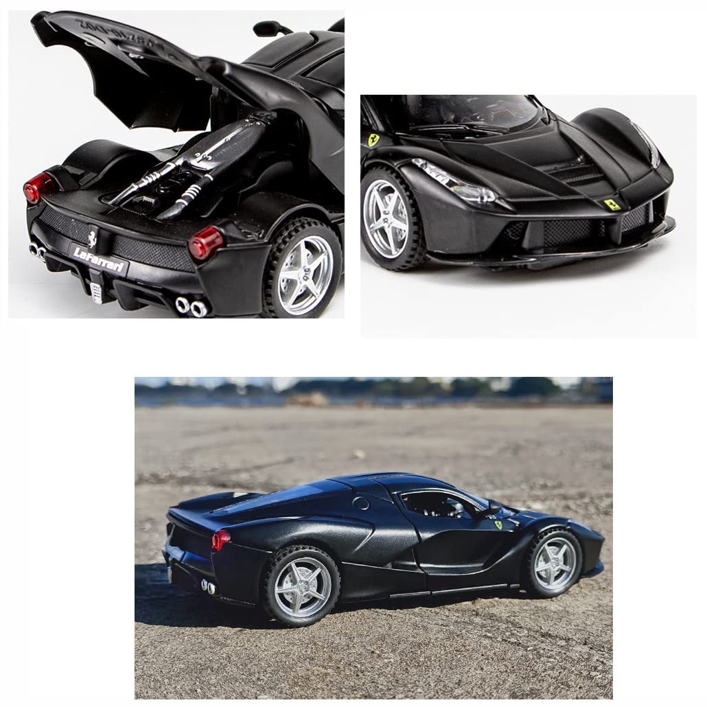 FERRARI LAFERRARI 1:32 DIECAST METAL PULLBACK TOY CAR WITH OPENABLE DOORS & LIGHT, MUSIC BOYS CAR FOR KIDS BEST TOYS GIFTS TOYS FOR KIDS [SIZE:-15.2CM*6CM*3.5CM]【 MULTICOLOR 】