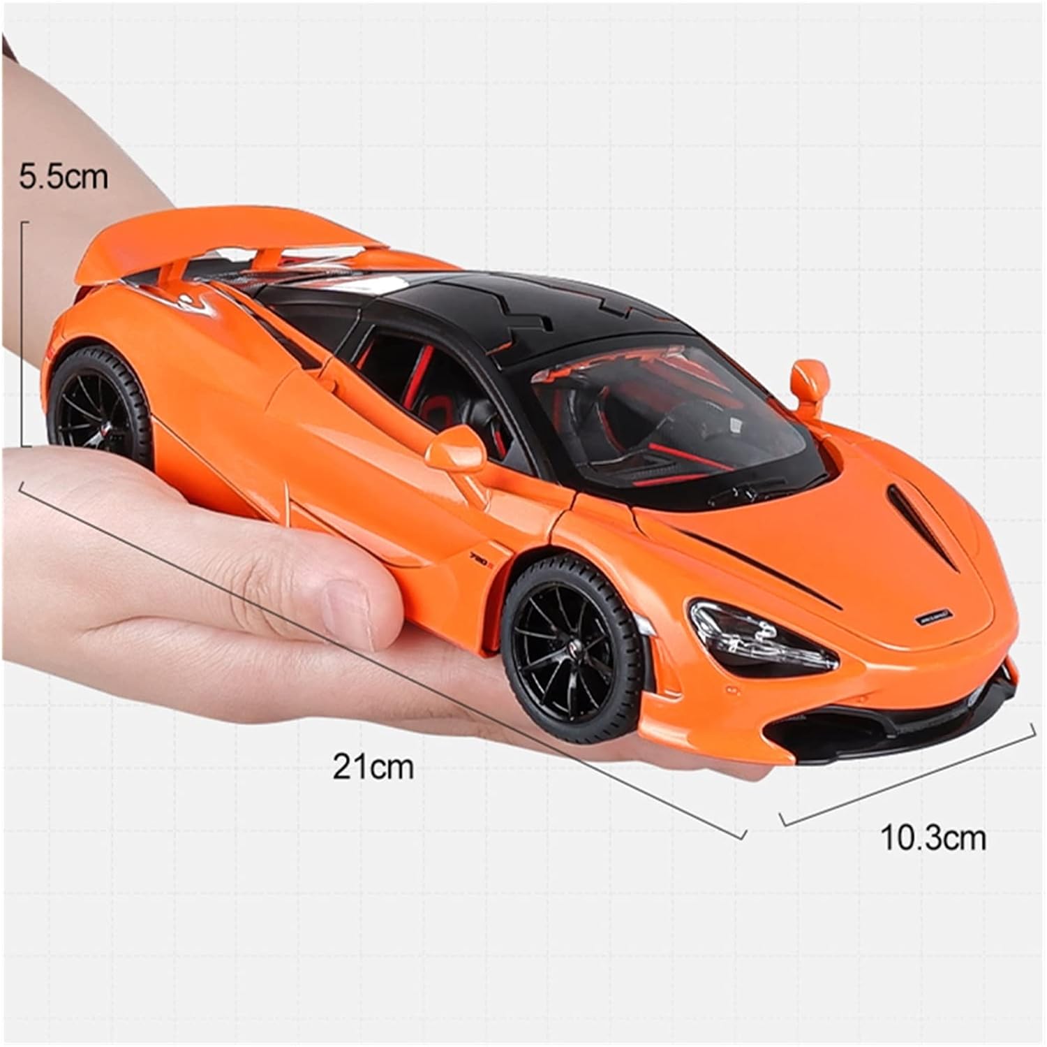 MC LAREN 1:24 DIECAST METAL PULLBACK TOY CAR WITH OPENABLE DOORS & LIGHT, MUSIC BOYS CAR FOR KIDS BEST TOYS GIFTS TOYS FOR KIDS [SIZE:-22CM*9CM*7CM]【 MULTICOLOR 】