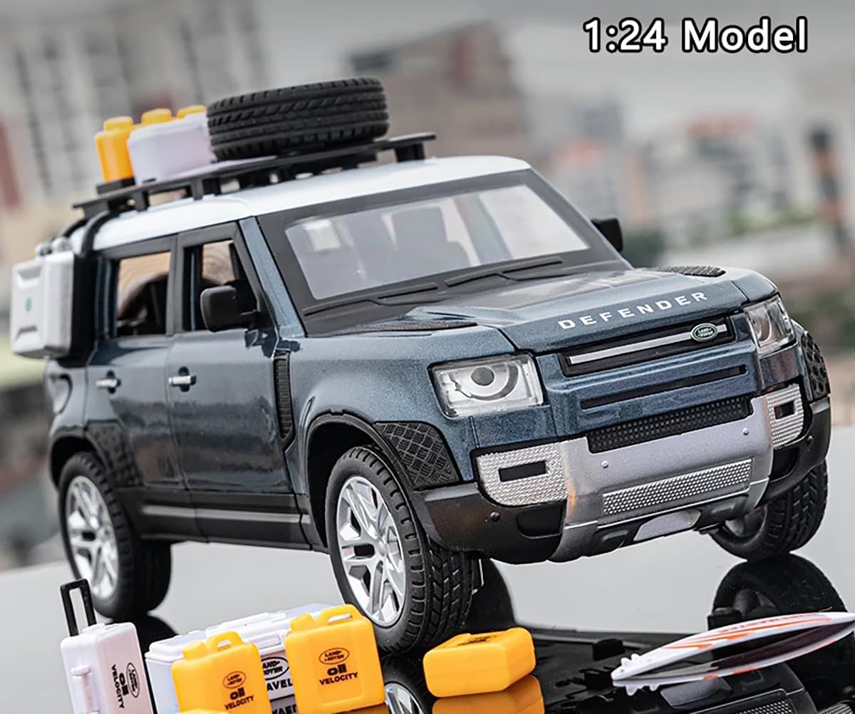 BIG SIZE DEFENDER CAMPING 1:24 DIECAST METAL PULLBACK TOY CAR WITH OPENABLE DOORS & LIGHT, MUSIC BOYS CAR FOR KIDS BEST TOYS GIFTS TOYS FOR KIDS [SIZE:-21CM*8.2CM*7.8CM]【 MULTICOLOR 】