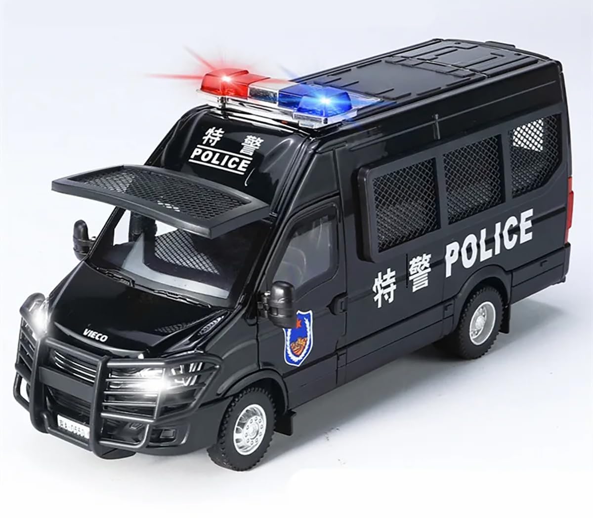 BIG SIZE POLICE VAN 1:24 DIECAST METAL PULLBACK TOY CAR WITH OPENABLE DOORS & LIGHT, MUSIC BOYS CAR FOR KIDS BEST TOYS GIFTS TOYS FOR KIDS [SIZE:-21CM*10CM*9CM]【 MULTICOLOR 】