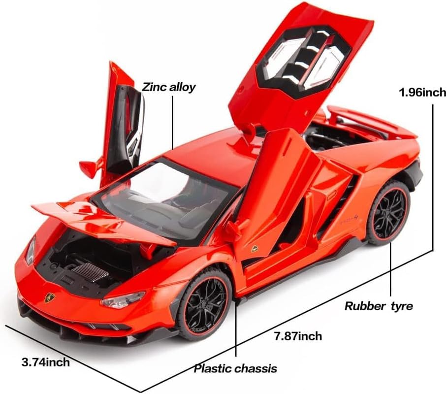 LAMBORGHINI CENTENARIO LP770 1:24 DIECAST METAL PULLBACK TOY CAR WITH OPENABLE DOORS & LIGHT, MUSIC BOYS CAR FOR KIDS BEST TOYS GIFTS TOYS FOR KIDS [SIZE:-20CM*9.5CM*5CM]【 MULTICOLOR 】