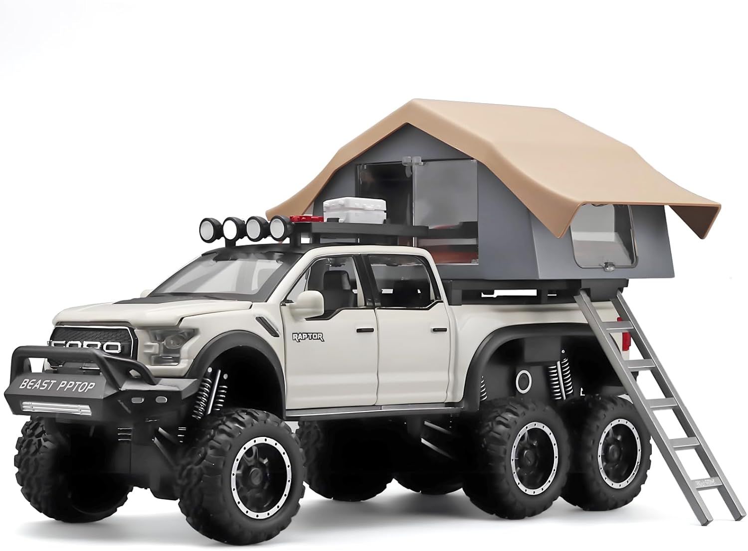 TRUCKS FOR KIDS F150 RAPTOR DIECAST TRUCKS, MODEL F150 PICKUP TRUCK WITH SIGHTSEEING CABIN, PULL BACK TRUCK TOYS WITH LIGHT AND SOUND [SIZE:-22CM*13.4CM*12.2CM]【 MULTICOLOR 】