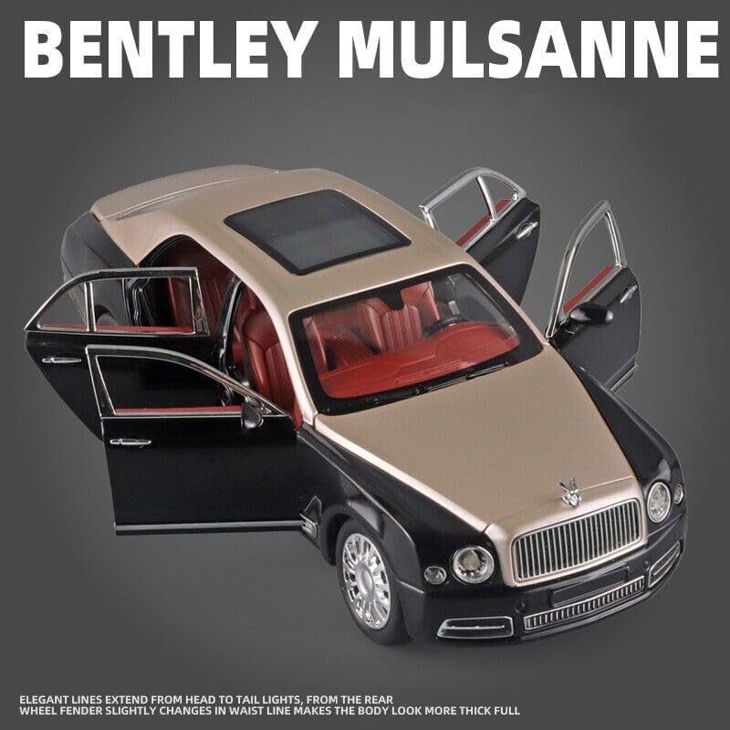 BIG SIZE BENTLEY MULSANNE 1:24 DIECAST METAL PULLBACK TOY CAR WITH OPENABLE DOORS & LIGHT, MUSIC BOYS CAR FOR KIDS BEST TOYS GIFTS TOYS FOR KIDS [SIZE:-21.8CM*6CM*5.5CM]【 MULTICOLOR 】