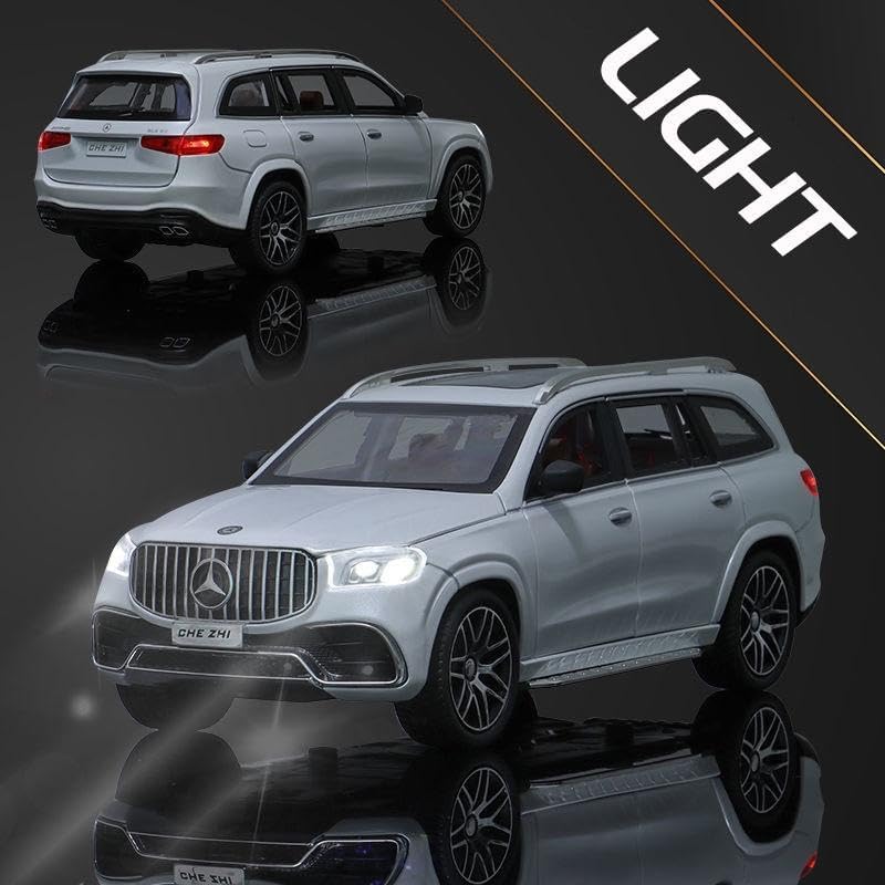 BIG SIZE MERCEDES BENZ GLS63 MAYBACH 1:24 DIECAST METAL PULLBACK TOY CAR WITH OPENABLE DOORS & LIGHT, MUSIC BOYS CAR FOR KIDS BEST TOYS GIFTS TOYS FOR KIDS [SIZE:-21CM*8.5CM*8CM]【 MULTICOLOR 】