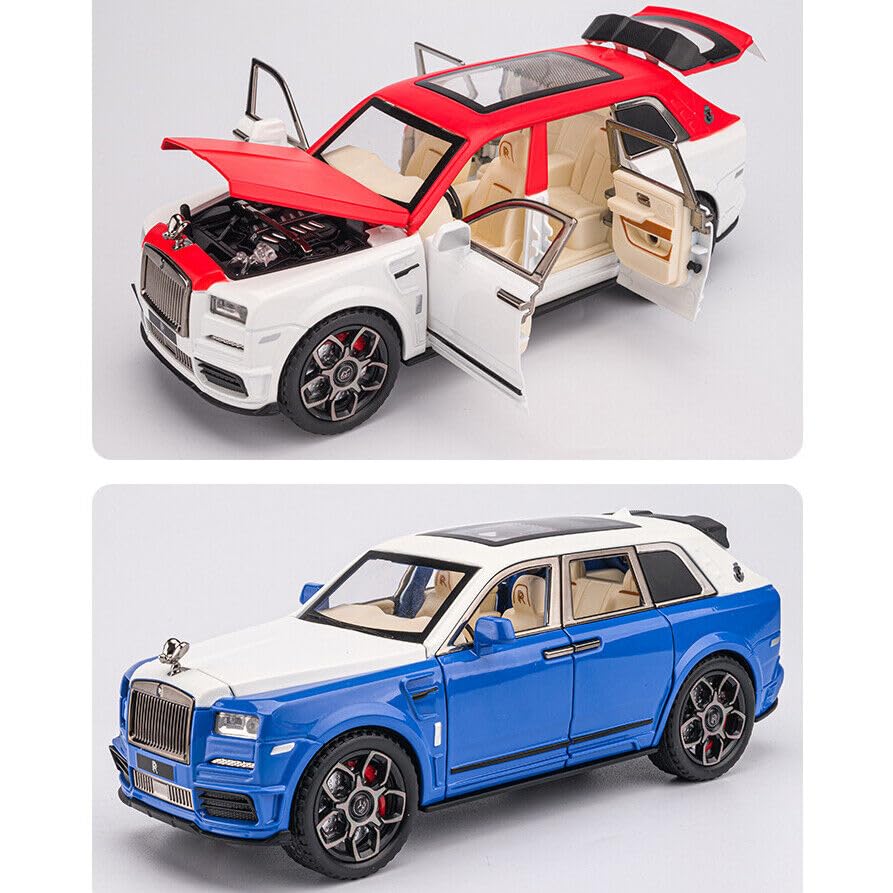 BIG SIZE ROLLS ROYCE CULLINAN 1:24 DIECAST METAL PULLBACK TOY CAR WITH OPENABLE DOORS & LIGHT, MUSIC BOYS CAR FOR KIDS BEST TOYS GIFTS TOYS FOR KIDS [SIZE:-21CM*8.5CM*5.5CM]【 MULTICOLOR 】