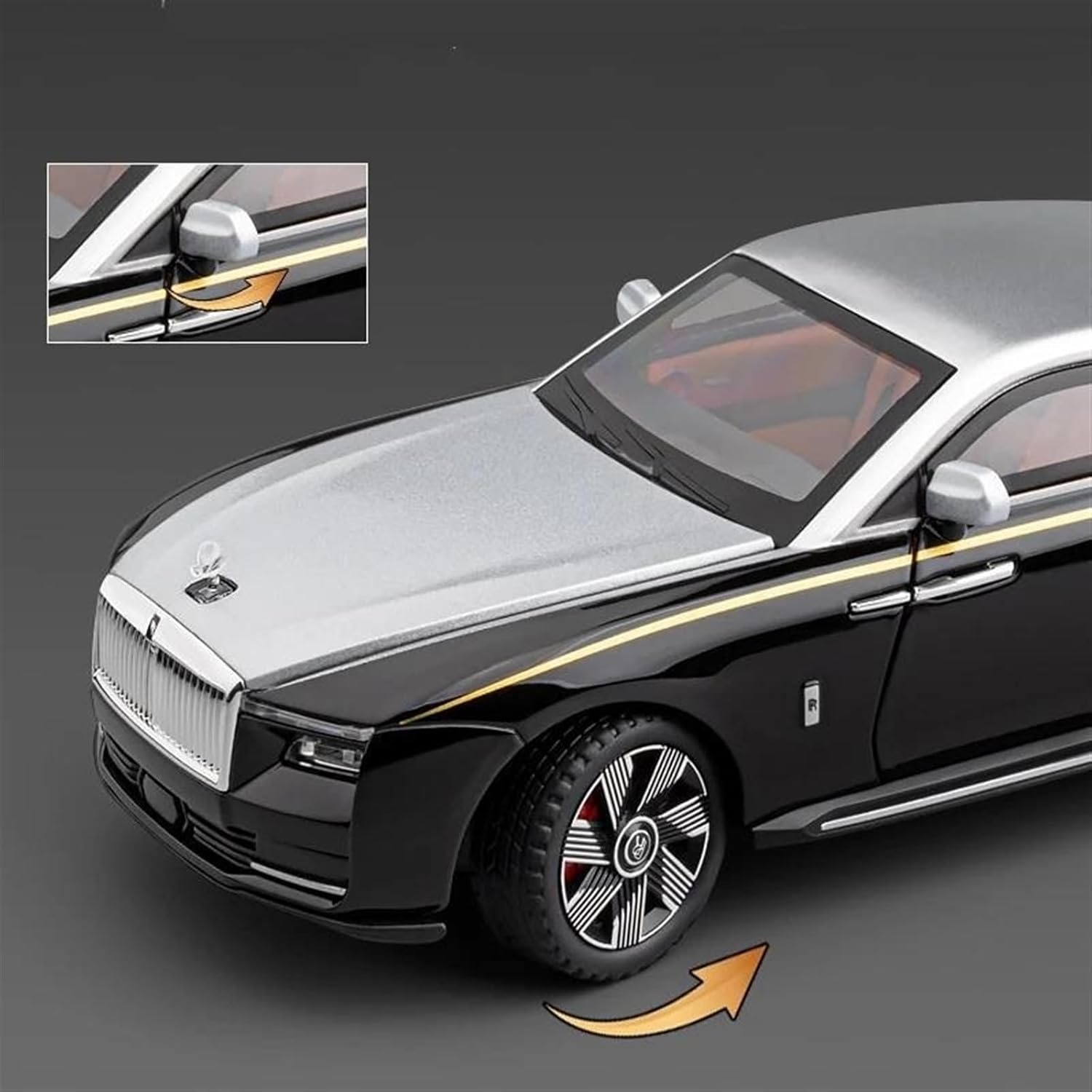 BIG SIZE ROLLS-ROYCE GHOST EWB RESIN 1:24 DIECAST METAL PULLBACK TOY CAR WITH OPENABLE DOORS & LIGHT, MUSIC BOYS CAR FOR KIDS BEST TOYS GIFTS TOYS FOR KIDS [SIZE:-21.7CM*9CM*6.5CM]【 MULTICOLOR 】