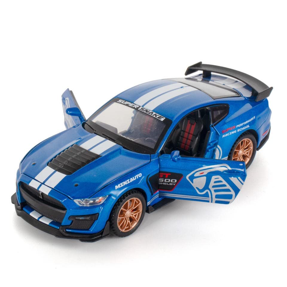 MUSTANG GT500 1:32 DIECAST METAL PULLBACK TOY CAR WITH OPENABLE DOORS & LIGHT, MUSIC BOYS CAR FOR KIDS BEST TOYS GIFTS TOYS FOR KIDS [SIZE:-16CM*6.8CM*4.5CM]【 MULTICOLOR 】