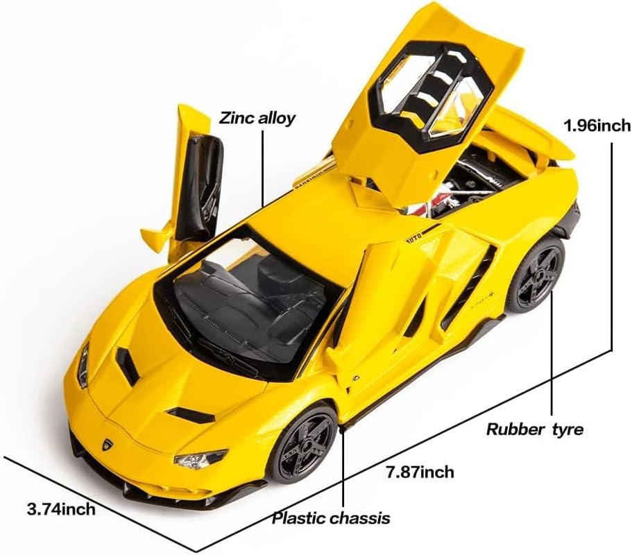 LAMBORGHINI CENTENARIO LP770 1:24 DIECAST METAL PULLBACK TOY CAR WITH OPENABLE DOORS & LIGHT, MUSIC BOYS CAR FOR KIDS BEST TOYS GIFTS TOYS FOR KIDS [SIZE:-20CM*9.5CM*5CM]【 MULTICOLOR 】