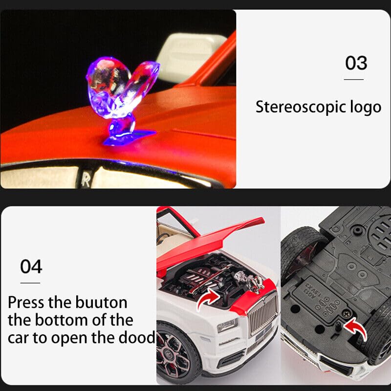 BIG SIZE ROLLS ROYCE CULLINAN 1:24 DIECAST METAL PULLBACK TOY CAR WITH OPENABLE DOORS & LIGHT, MUSIC BOYS CAR FOR KIDS BEST TOYS GIFTS TOYS FOR KIDS [SIZE:-21CM*8.5CM*5.5CM]【 MULTICOLOR 】