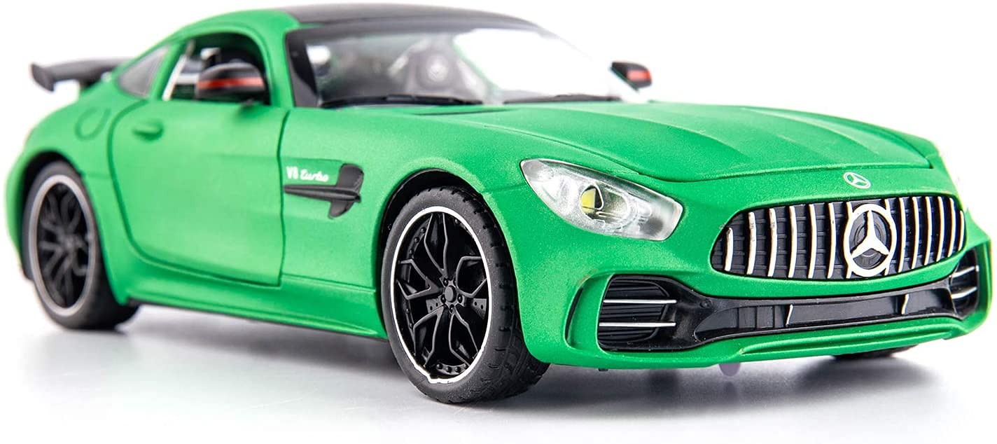 BIG SIZE MERCEDES BENZ AMG GTR 1:24 DIECAST METAL PULLBACK TOY CAR WITH OPENABLE DOORS & LIGHT, MUSIC BOYS CAR FOR KIDS BEST TOYS GIFTS TOYS FOR KIDS [SIZE:-21.5CM*8.7CM*6CM]【 MULTICOLOR 】