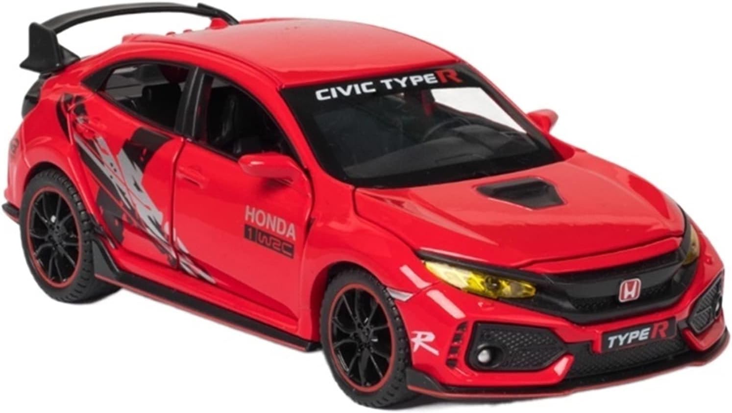 HONDA CIVIC TYPE-R 1:32 DIECAST METAL PULLBACK TOY CAR WITH OPENABLE DOORS & LIGHT, MUSIC BOYS CAR FOR KIDS BEST TOYS GIFTS TOYS FOR KIDS [SIZE:-15CM*6CM*4.5CM]【 MULTICOLOR 】