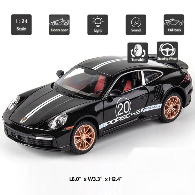 PORSCHE 911 1:32 DIECAST METAL PULLBACK TOY CAR WITH OPENABLE DOORS & LIGHT, MUSIC BOYS CAR FOR KIDS BEST TOYS GIFTS TOYS FOR KIDS [SIZE:-16.3CM*7.5CM*4.6CM]【 MULTICOLOR 】