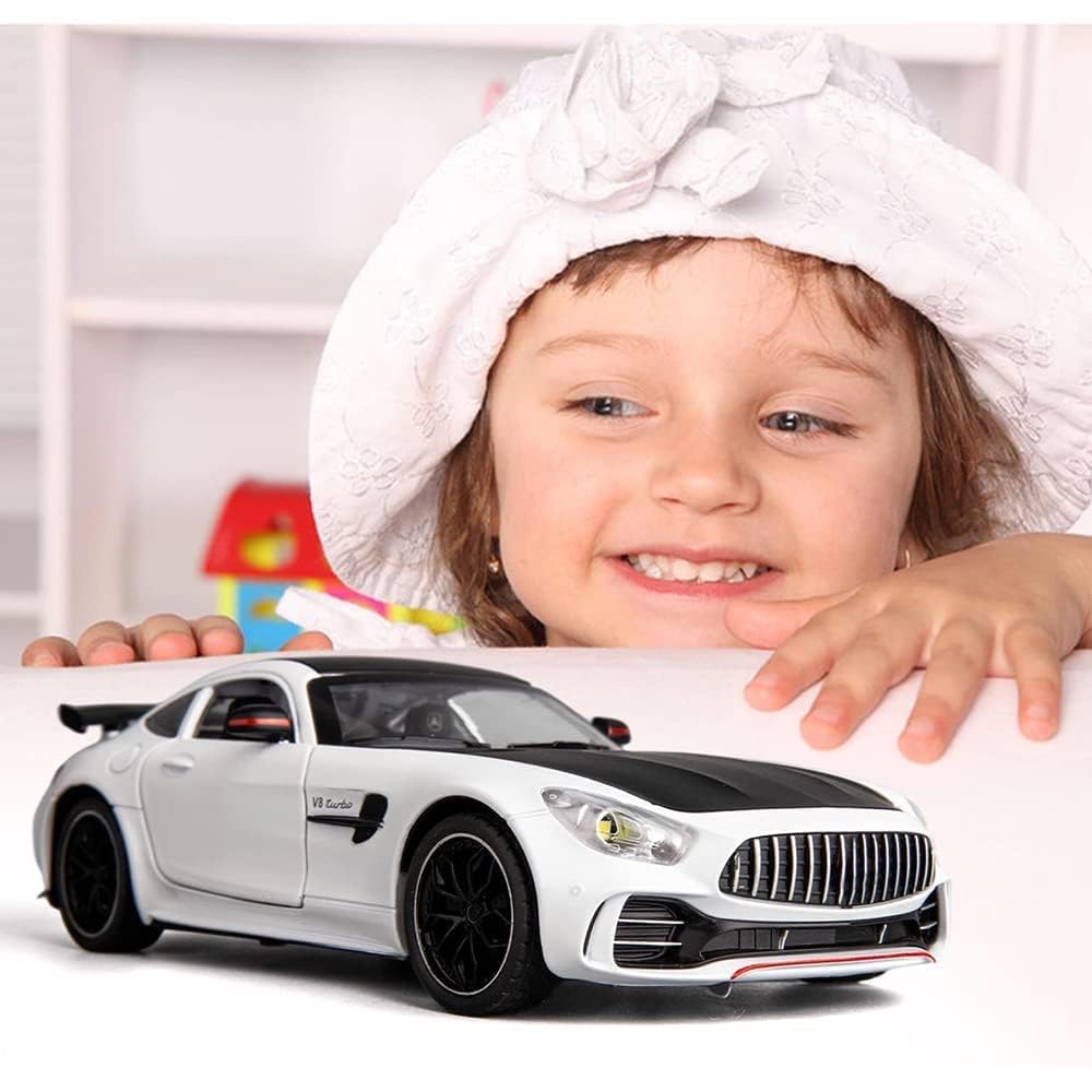 BIG SIZE MERCEDES BENZ AMG GTR 1:24 DIECAST METAL PULLBACK TOY CAR WITH OPENABLE DOORS & LIGHT, MUSIC BOYS CAR FOR KIDS BEST TOYS GIFTS TOYS FOR KIDS [SIZE:-21.5CM*8.7CM*6CM]【 MULTICOLOR 】