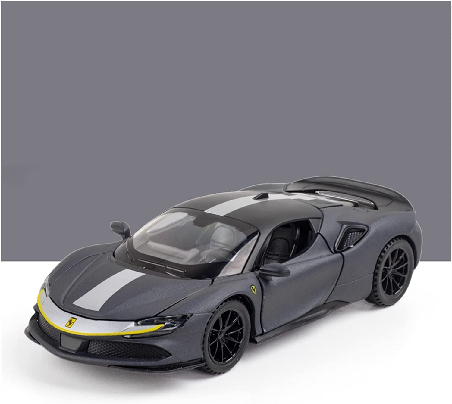 FERRARI SF90 1:32 DIECAST METAL PULLBACK TOY CAR WITH OPENABLE DOORS & LIGHT, MUSIC BOYS CAR FOR KIDS BEST TOYS GIFTS TOYS FOR KIDS [SIZE:-15.2CM*6.5CM*3.5CM]【 MULTICOLOR 】