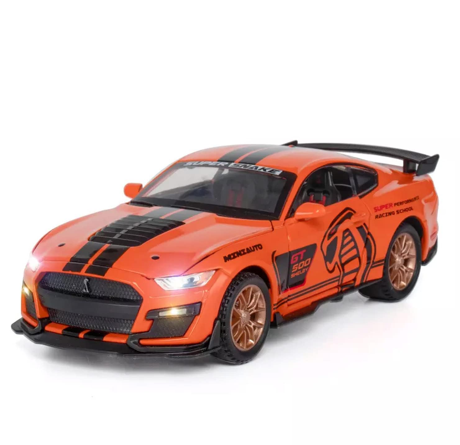 MUSTANG GT500 1:32 DIECAST METAL PULLBACK TOY CAR WITH OPENABLE DOORS & LIGHT, MUSIC BOYS CAR FOR KIDS BEST TOYS GIFTS TOYS FOR KIDS [SIZE:-16CM*6.8CM*4.5CM]【 MULTICOLOR 】