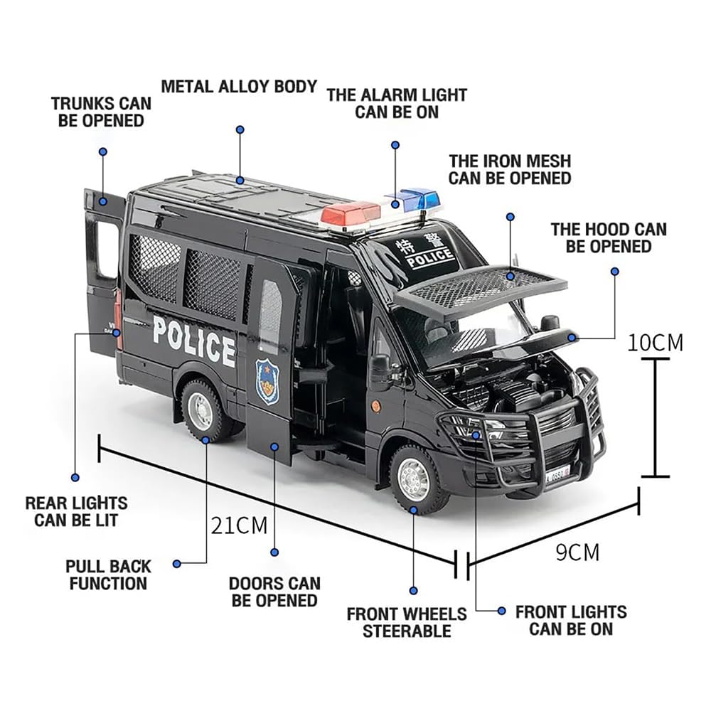 Police Van Scale Model Diecast Metalcar - All Size