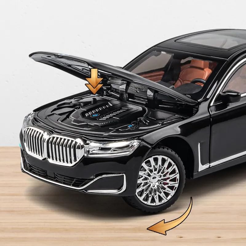 BMW 760Li Big 1:24 Diecast Scale Model Metal Pull Back with Openable Doors & Light, Music Toy Vehicle for Kids [SIZE:-21 CM*9CM*8.5CM]【 MULTICOLOR 】