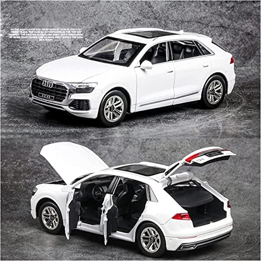 1:24  Scale Big Die-Cast Metal Car Toy Audi Q8 6 Openable Doors Light Sound Multicolo (White, Pack Of 1)