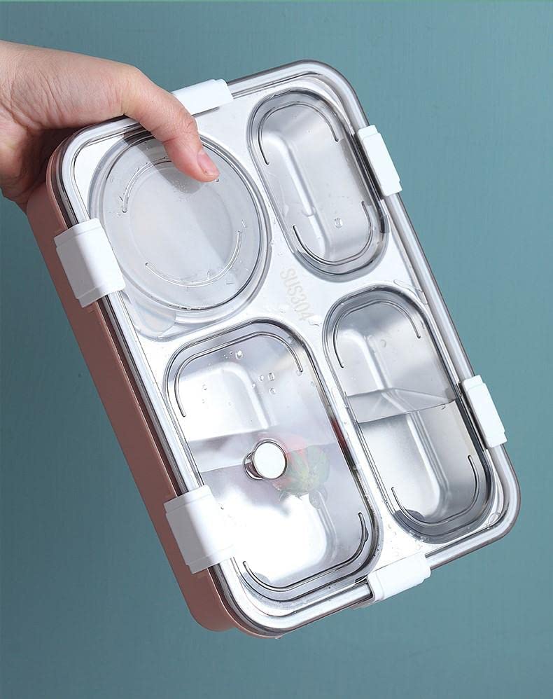 4 Compartment Lunch Box Stainless Steel Tiffin Box Microwave Safe
