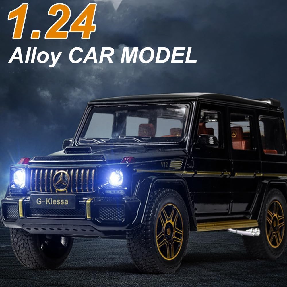 BIG SIZE MERCEDES BENZ G-KLESSA G-63 1:24 DIECAST METAL PULLBACK TOY CAR WITH OPENABLE DOORS & LIGHT, MUSIC BOYS CAR FOR KIDS BEST TOYS GIFTS TOYS FOR KIDS [SIZE:-22CM*9.3CM*8.5CM]【 MULTICOLOR 】