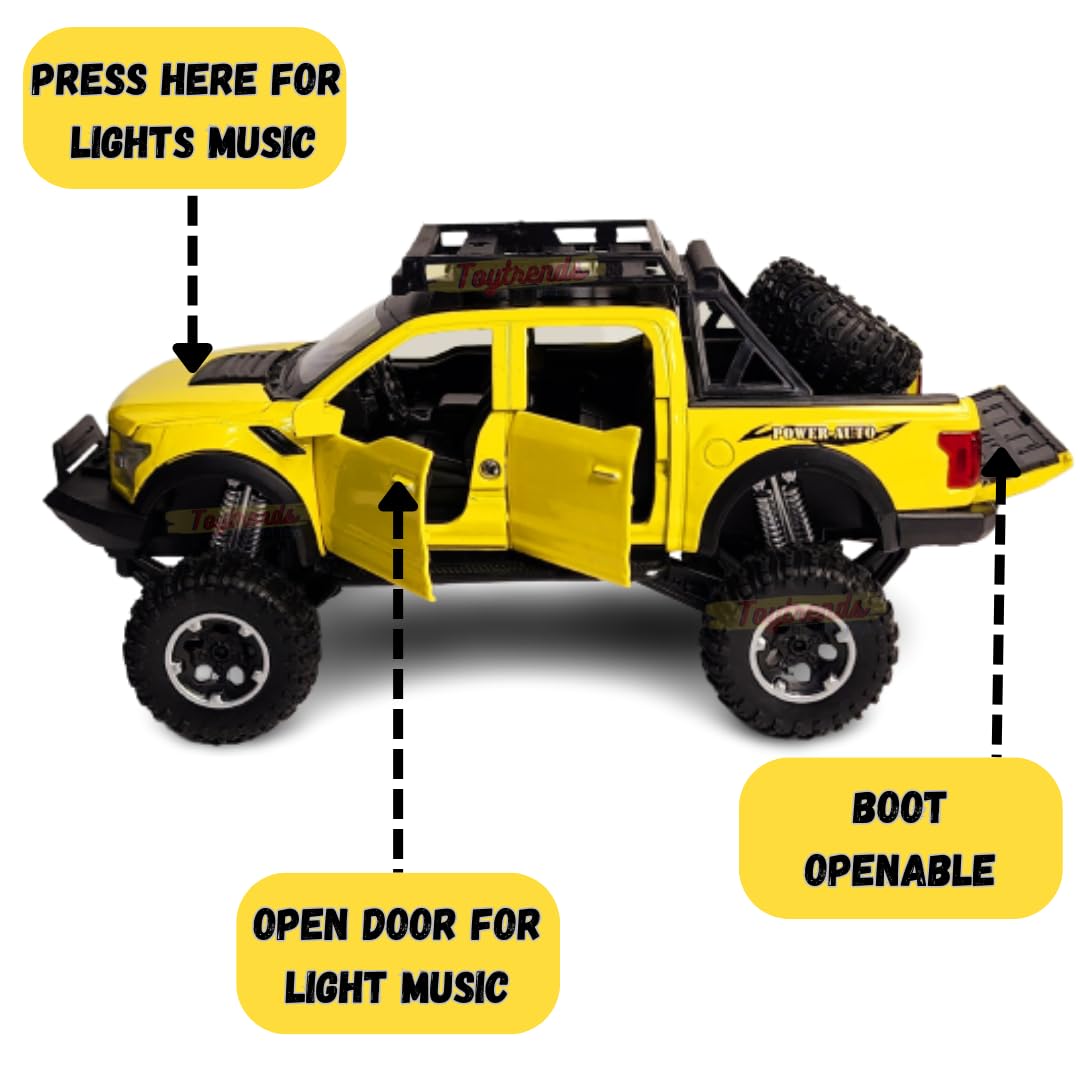 FORD SUV 1:32 DIECAST METAL PULLBACK TOY CAR WITH OPENABLE DOORS & LIGHT, MUSIC BOYS CAR FOR KIDS BEST TOYS GIFTS TOYS FOR KIDS [SIZE:-20CM*14CM*5.8CM]【 MULTICOLOR 】