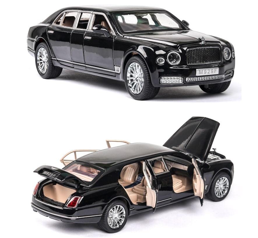 BIG SIZE BENTLEY MULSANNE 1:24 DIECAST METAL PULLBACK TOY CAR WITH OPENABLE DOORS & LIGHT, MUSIC BOYS CAR FOR KIDS BEST TOYS GIFTS TOYS FOR KIDS [SIZE:-21.8CM*6CM*5.5CM]【 MULTICOLOR 】