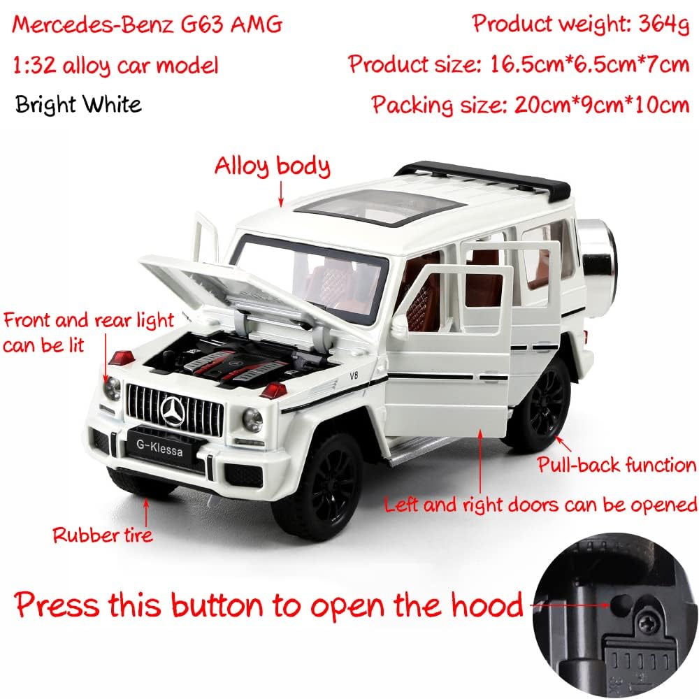 MERCEDES BENZ G-KLESSA G-63 1:32 DIECAST METAL PULLBACK TOY CAR WITH OPENABLE DOORS & LIGHT, MUSIC BOYS CAR FOR KIDS BEST TOYS GIFTS TOYS FOR KIDS [SIZE:-16.5CM*7CM*6.5CM]【 MULTICOLOR 】