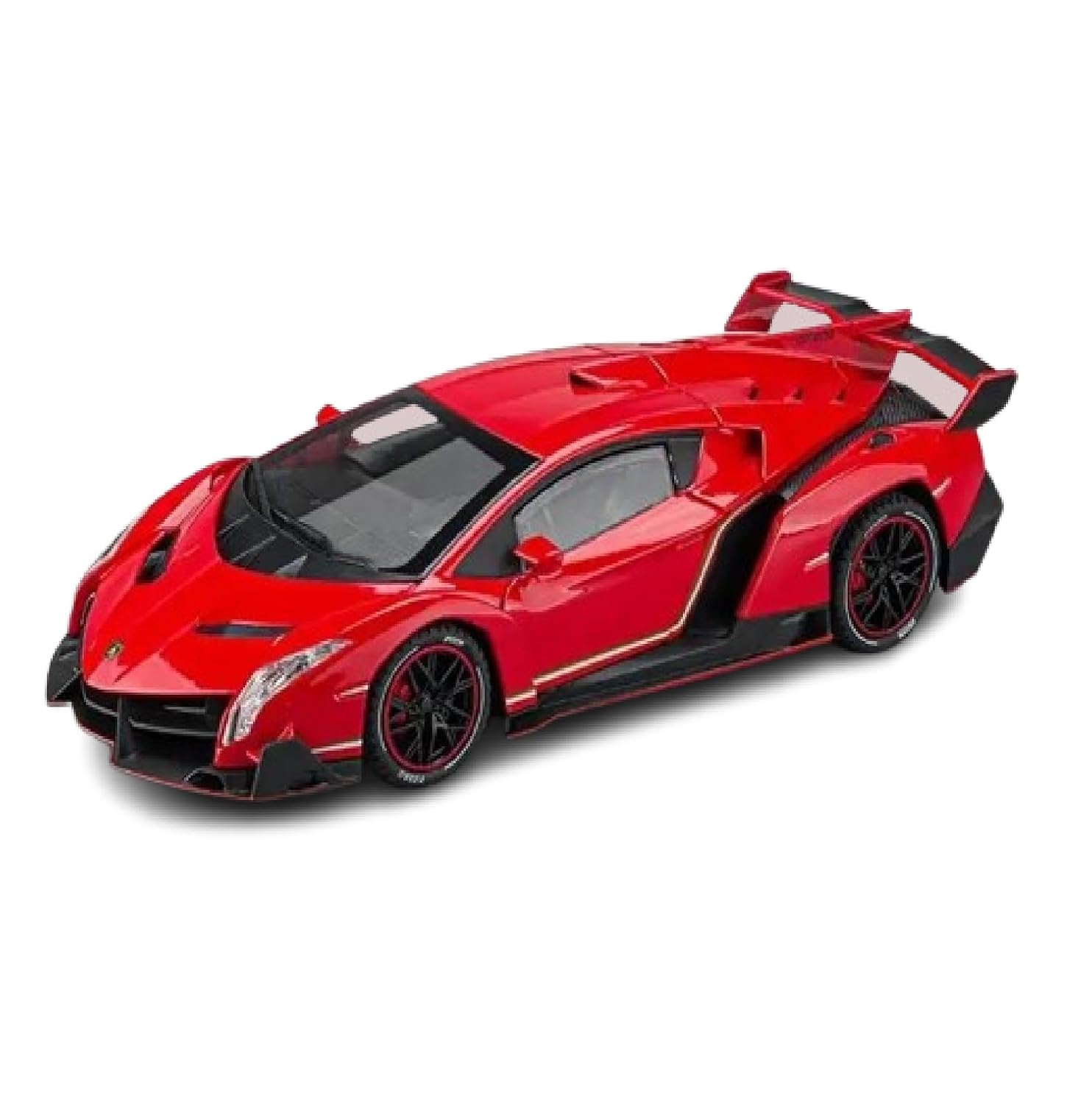 BIG SIZE LAMBORGHINI VENENO 1:24 DIECAST METAL PULLBACK TOY CAR WITH OPENABLE DOORS & LIGHT, MUSIC BOYS CAR FOR KIDS BEST TOYS GIFTS TOYS FOR KIDS [SIZE:-21CM*12CM*8.7CM]【 MULTICOLOR 】