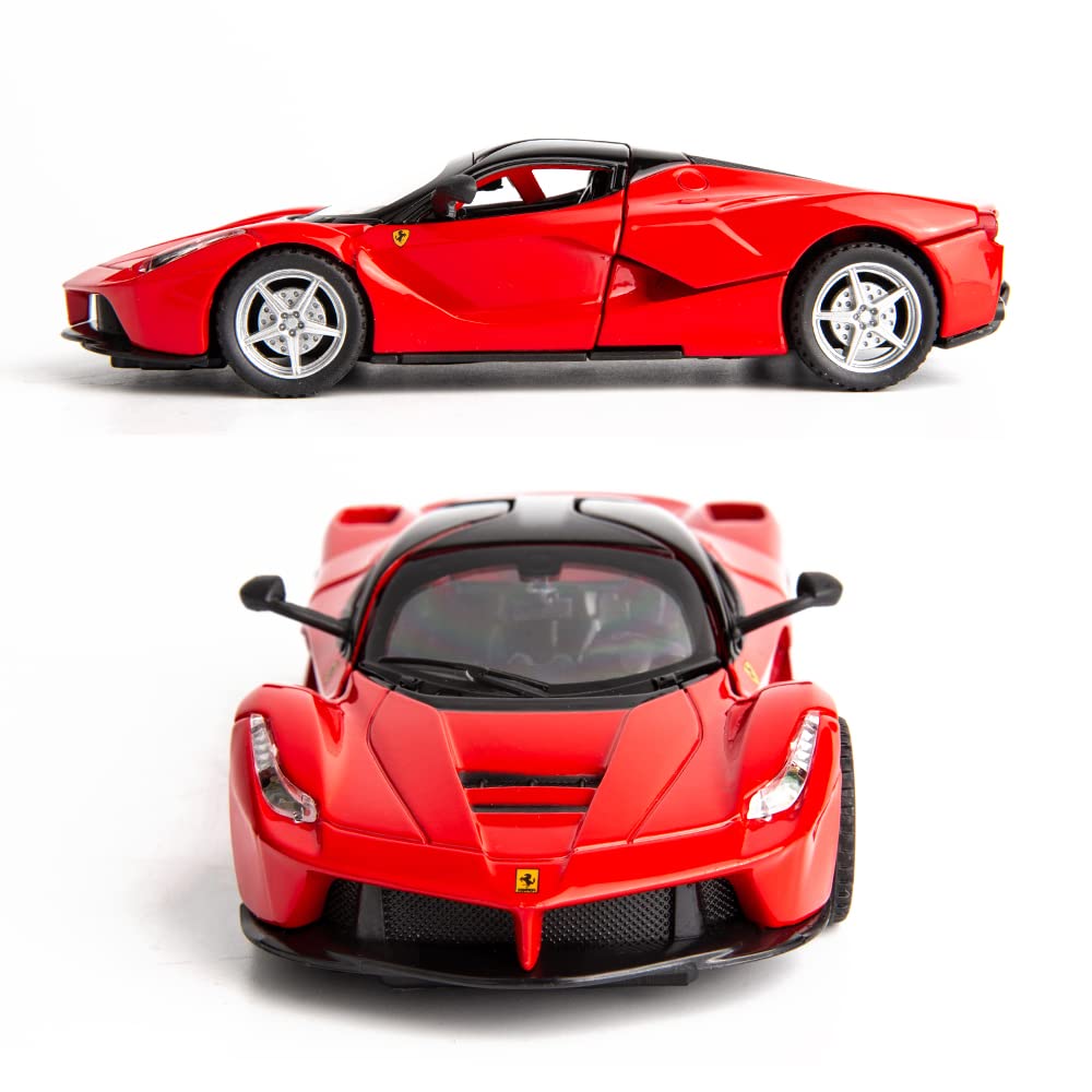 FERRARI LAFERRARI 1:32 DIECAST METAL PULLBACK TOY CAR WITH OPENABLE DOORS & LIGHT, MUSIC BOYS CAR FOR KIDS BEST TOYS GIFTS TOYS FOR KIDS [SIZE:-15.2CM*6CM*3.5CM]【 MULTICOLOR 】