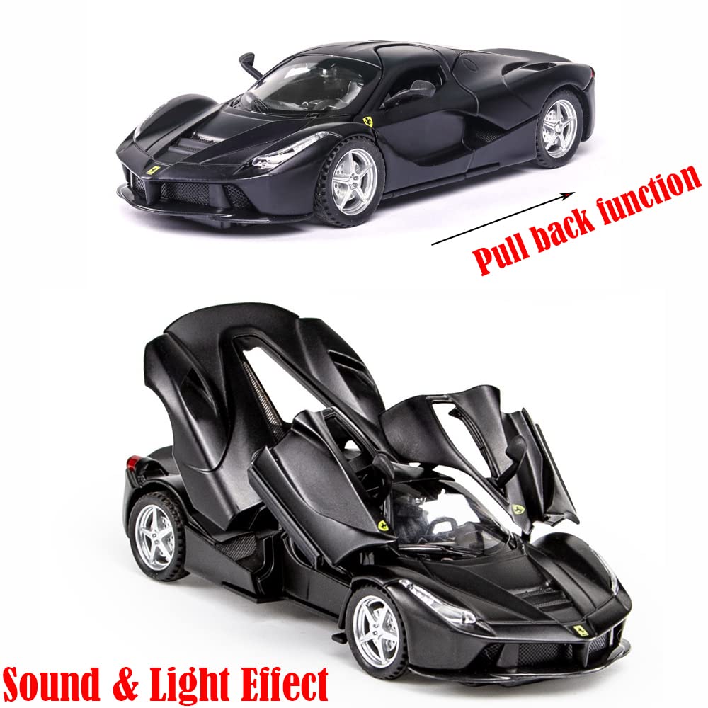 FERRARI LAFERRARI 1:32 DIECAST METAL PULLBACK TOY CAR WITH OPENABLE DOORS & LIGHT, MUSIC BOYS CAR FOR KIDS BEST TOYS GIFTS TOYS FOR KIDS [SIZE:-15.2CM*6CM*3.5CM]【 MULTICOLOR 】