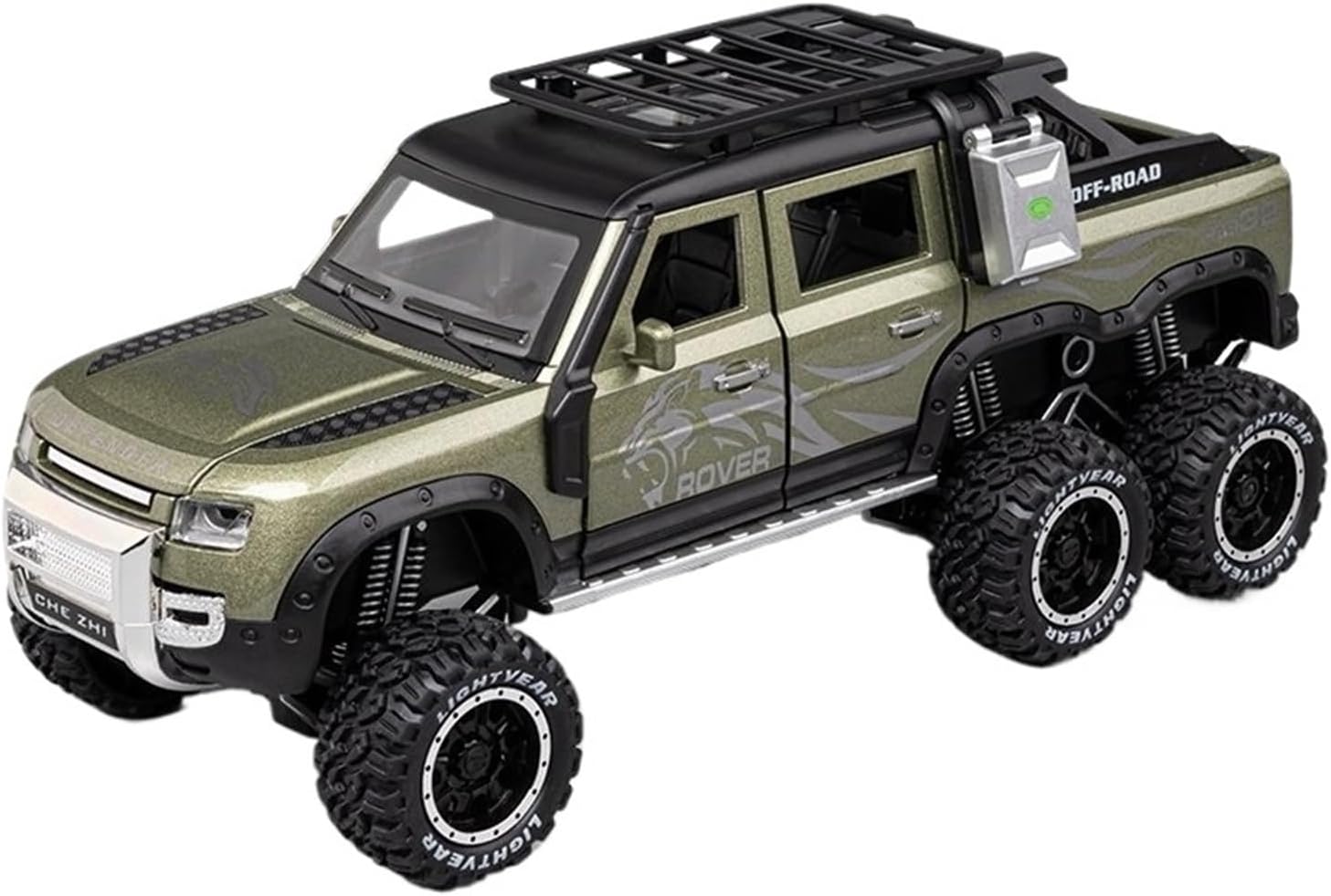 BIG SIZE LAND ROVER DEFENDER GUARD 6X6 1:24 DIECAST METAL PULLBACK TOY CAR WITH OPENABLE DOORS & LIGHT, MUSIC BOYS CAR FOR KIDS BEST TOYS GIFTS TOYS FOR KIDS [SIZE:-20CM*9.5CM*5CM]【 MULTICOLOR 】