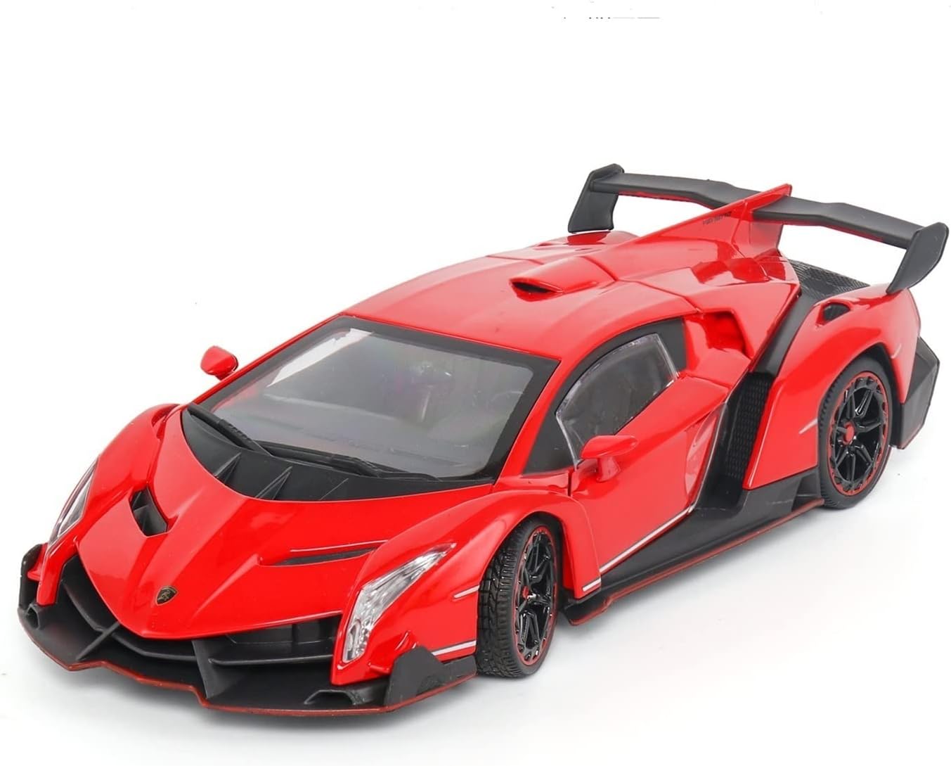 BIG SIZE LAMBORGHINI VENENO 1:24 DIECAST METAL PULLBACK TOY CAR WITH OPENABLE DOORS & LIGHT, MUSIC BOYS CAR FOR KIDS BEST TOYS GIFTS TOYS FOR KIDS [SIZE:-21CM*12CM*8.7CM]【 MULTICOLOR 】