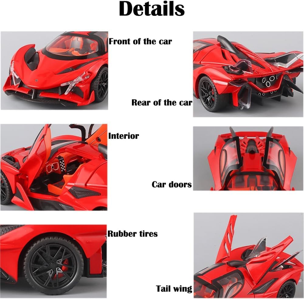 BIG SIZE APOLLO SPORT CAR EXCLUSIVE 1:24 DIECAST METAL PULLBACK TOY CAR WITH OPENABLE DOORS & LIGHT, MUSIC BOYS CAR FOR KIDS BEST TOYS GIFTS TOYS FOR KIDS [SIZE:-22CM*9CM*7CM]【 MULTICOLOR 】