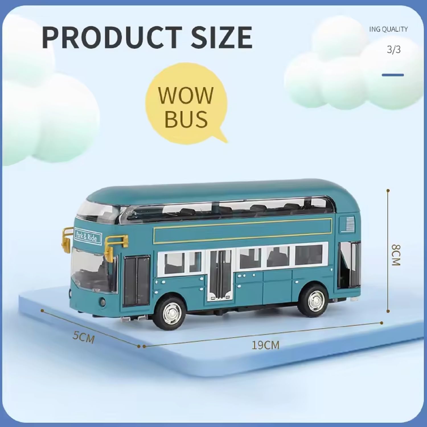 DOUBLE DECKER BUS 1:48 SCALE CLASSIC MODEL TOY FOR KIDS PULL BACK ALLOY DOUBLE-DECKER BUS SERIES TOY WITH LIGHT AND MUSIC