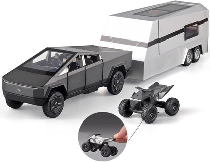 Tesla Cyber Truck Pick-up Trailer Camper Scale Model Diecast Metalcar - All Size