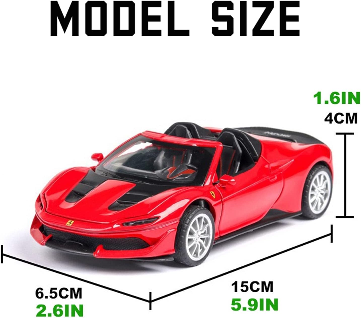 FERRARI J50 1:32 DIECAST METAL PULLBACK TOY CAR WITH OPENABLE DOORS & LIGHT, MUSIC BOYS CAR FOR KIDS BEST TOYS GIFTS TOYS FOR KIDS [SIZE:-16CM*6.5CM*4CM]【 MULTICOLOR 】