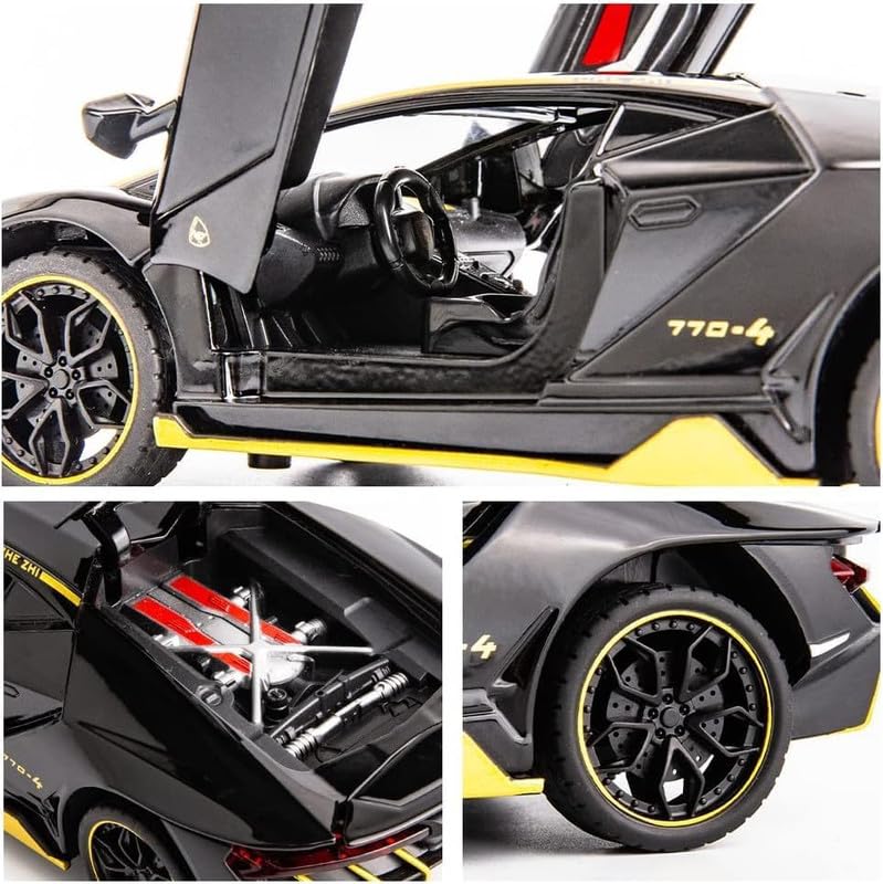 LAMBORGHINI CENTENARIO LP770 1:24 DIECAST METAL PULLBACK TOY CAR WITH OPENABLE DOORS & LIGHT, MUSIC BOYS CAR FOR KIDS BEST TOYS GIFTS TOYS FOR KIDS [SIZE:-20CM*9.5CM*5CM]【 MULTICOLOR 】