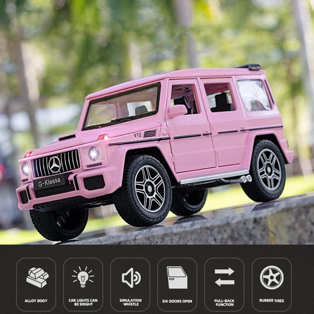 BIG SIZE MERCEDES BENZ G-KLESSA G-63 1:24 DIECAST METAL PULLBACK TOY CAR WITH OPENABLE DOORS & LIGHT, MUSIC BOYS CAR FOR KIDS BEST TOYS GIFTS TOYS FOR KIDS [SIZE:-22CM*9.3CM*8.5CM]【 MULTICOLOR 】