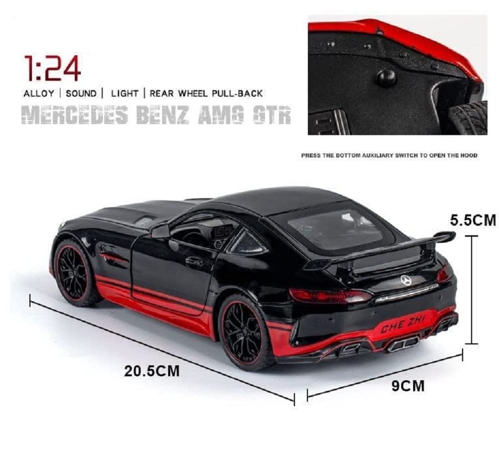 BIG SIZE MERCEDES BENZ AMG GTR 1:24 DIECAST METAL PULLBACK TOY CAR WITH OPENABLE DOORS & LIGHT, MUSIC BOYS CAR FOR KIDS BEST TOYS GIFTS TOYS FOR KIDS [SIZE:-21.5CM*8.7CM*6CM]【 MULTICOLOR 】