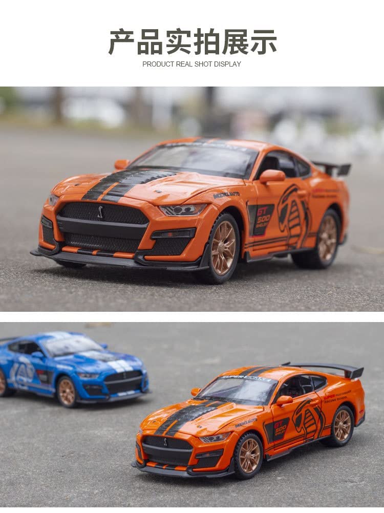 MUSTANG GT500 1:32 DIECAST METAL PULLBACK TOY CAR WITH OPENABLE DOORS & LIGHT, MUSIC BOYS CAR FOR KIDS BEST TOYS GIFTS TOYS FOR KIDS [SIZE:-16CM*6.8CM*4.5CM]【 MULTICOLOR 】