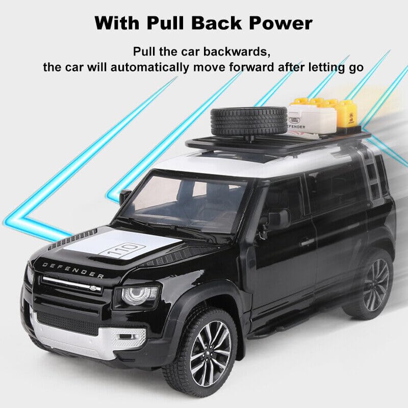 BIG SIZE DEFENDER CAMPING 1:24 DIECAST METAL PULLBACK TOY CAR WITH OPENABLE DOORS & LIGHT, MUSIC BOYS CAR FOR KIDS BEST TOYS GIFTS TOYS FOR KIDS [SIZE:-21CM*8.2CM*7.8CM]【 MULTICOLOR 】