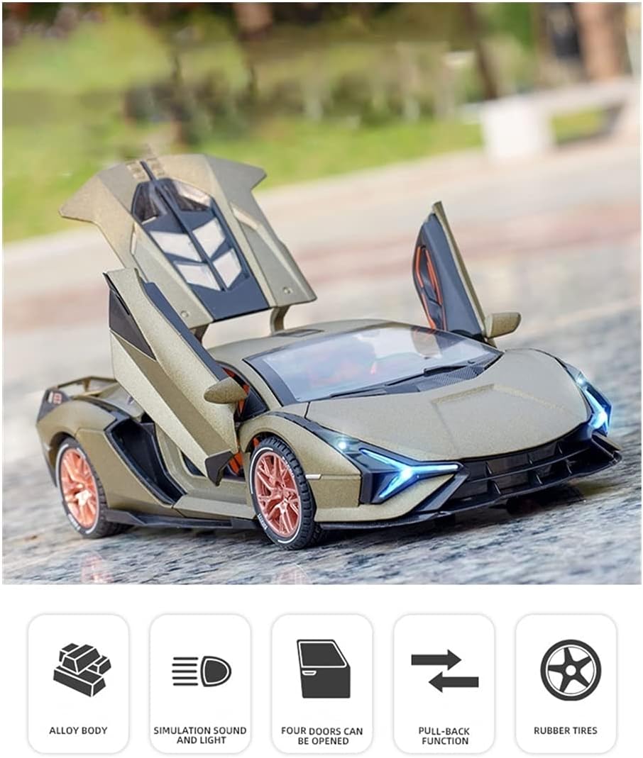 1:24 Metal Car Lamborghini Sian Die Cast Alloy Light & Sound MultiColor (MultiColor, Pack Of1)