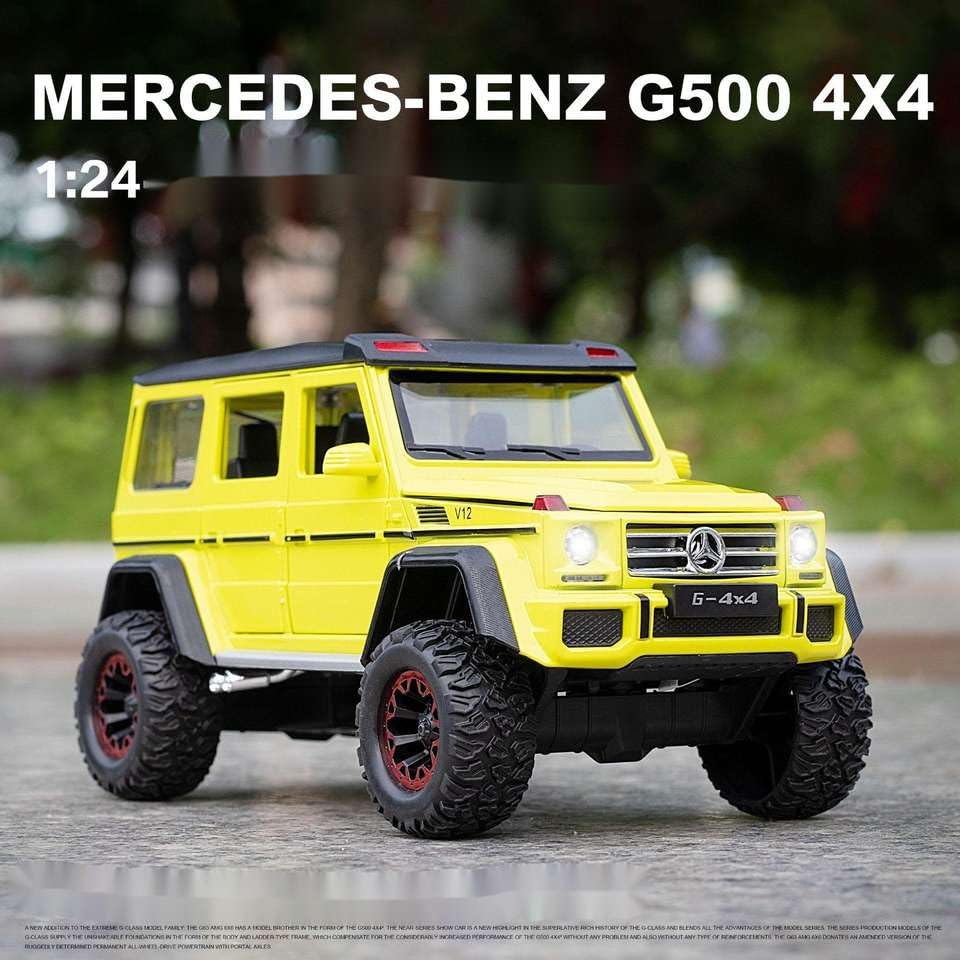 BIG SIZE MERCEDES AMG G500 4X4 1:24 DIECAST METAL PULLBACK TOY CAR WITH OPENABLE DOORS & LIGHT, MUSIC BOYS CAR FOR KIDS BEST TOYS GIFTS TOYS FOR KIDS [SIZE:-21CM*11CM*10.5CM]【 MULTICOLOR 】