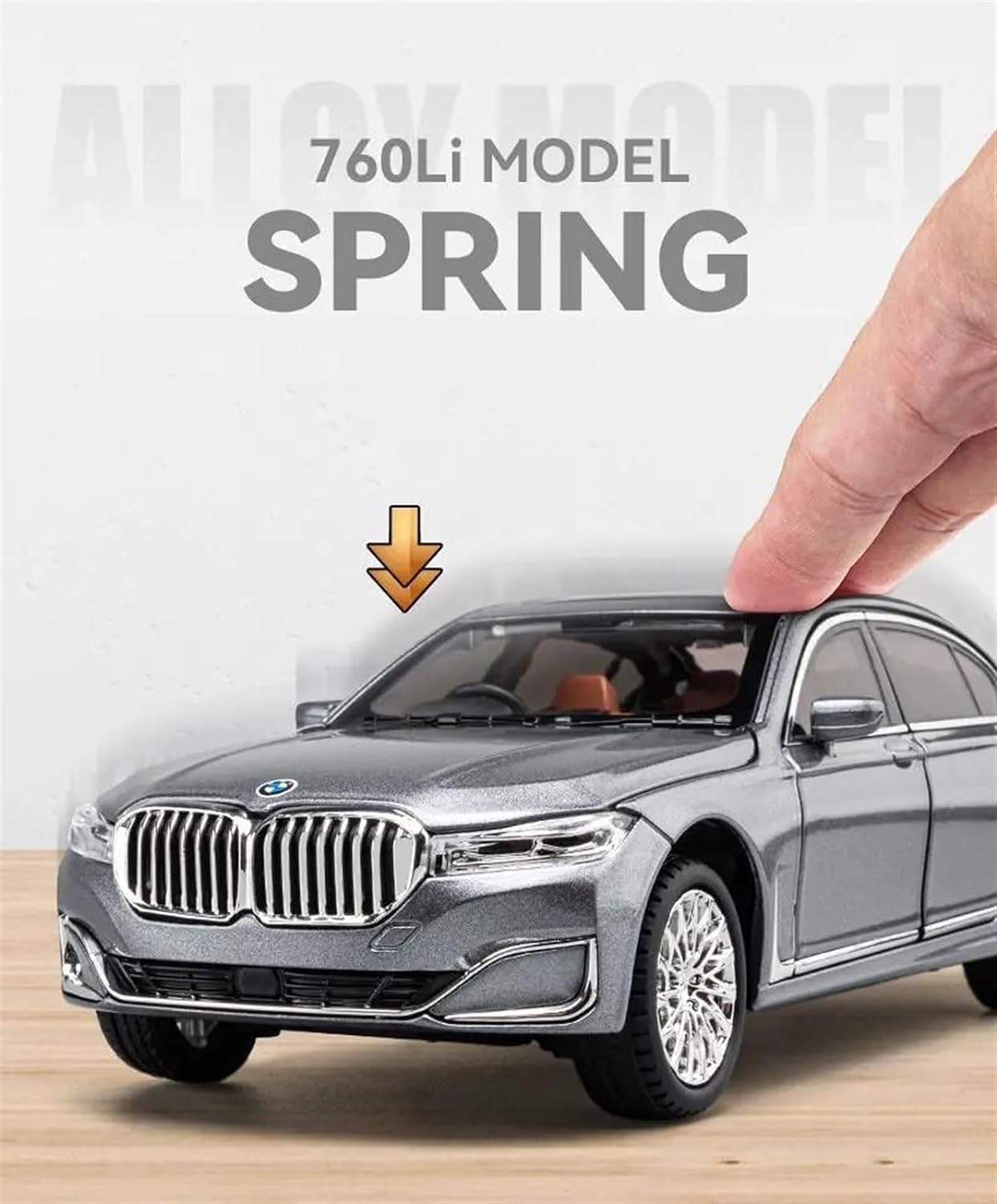 BMW 760Li Big 1:24 Diecast Scale Model Metal Pull Back with Openable Doors & Light, Music Toy Vehicle for Kids [SIZE:-21 CM*9CM*8.5CM]【 MULTICOLOR 】